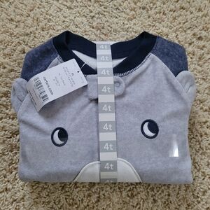 NWT Carter's 4T 1 Piece Fleece Footie Pajamas Blue Navy Bear Nuetral